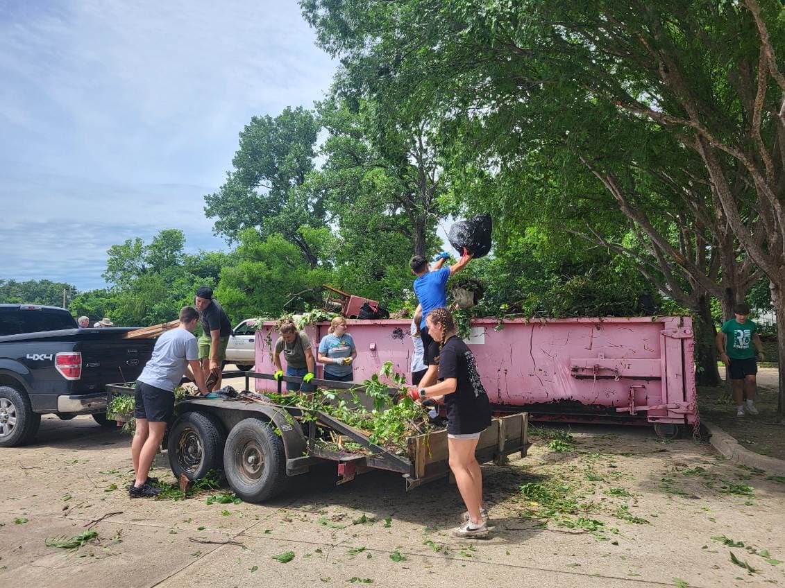 Youth group community cleanup day